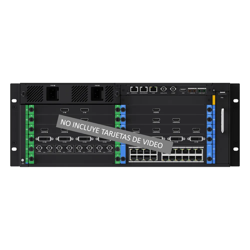Chassis Controlador de Video Wall / 12 Slots / 4U Rack / 4K Ultra HD / Hot-Swappable / Touch LCD 7" / Genlock Sync / 8 Videowalls / 128 Escenas – vista 3