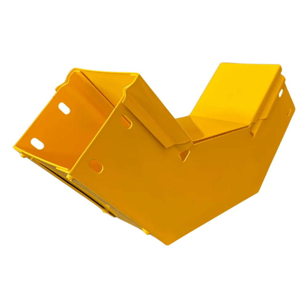 CHFIBER Curva Vertical Interior de 90° de Aluminio para Fibra Óptica, 4" de Peralte, 4" de Ancho y Radio de 8", con Pintura Epóxica Amarilla, Incluye Tapa, un Par de Coples y Tornillería
