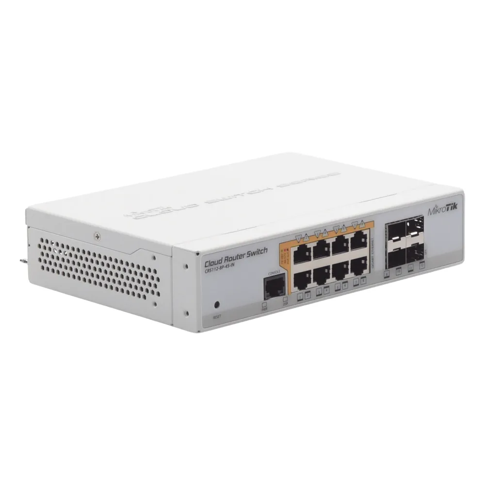 Cloud Router Switch Administrable L3, 8 puertos 10/100/1000 Mbps c/PoE Pasivo ó 802.3af/at, 4 Puertos SFP – vista 3