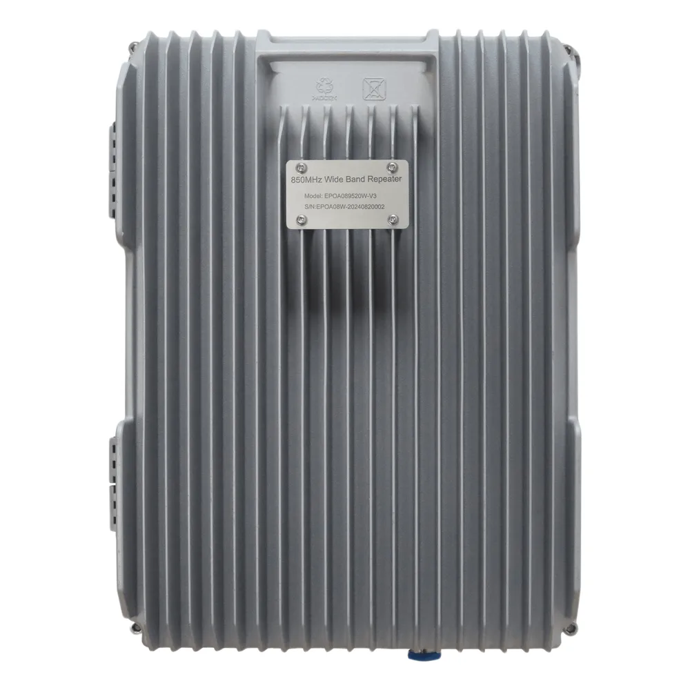 COBERTURA DE HASTA 5 km / Amplificador de Señal Celular / Banda 5, 850 MHz / 20 Watts de Potencia / Banda Ancha Multioperador / Protección Autoexcitación / Monitoreo USB / Gabinete IP65.