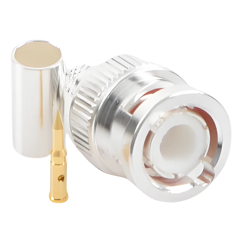 Conector BNC Macho de Anillo Plegable para Cable LP-142, LP-195, LMR-195, RG-58/U, RG-142/U, Plata/Oro/Teflón. – vista 2