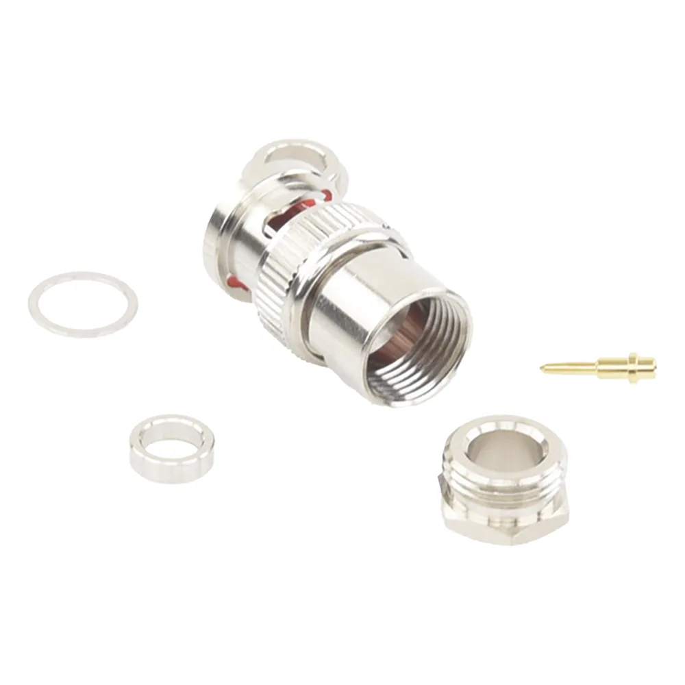 Conector BNC Macho de Rosca para Ensamblar en Cable RG-59/U, Níquel/ Oro/ Teflón.