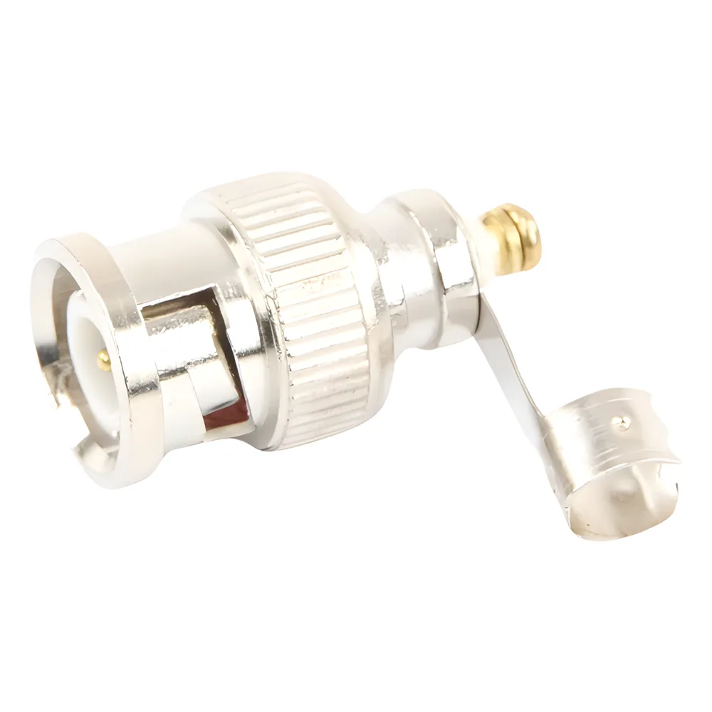 Conector BNC macho en 75 Ohm, para cable coaxial RG-59 / Con base de alivio negra de PVC, Níquel/ Oro/ PTFE. – vista 2