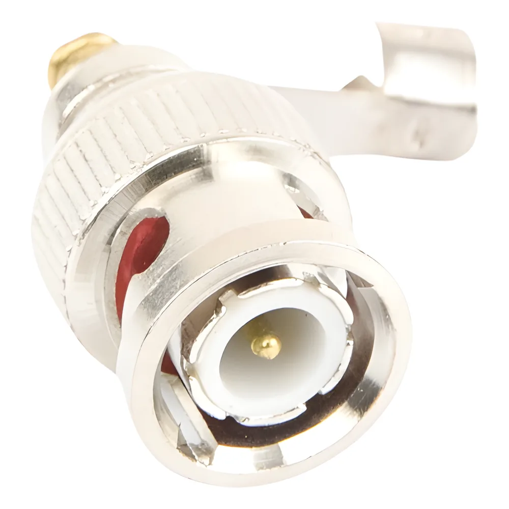 Conector BNC macho en 75 Ohm, para cable coaxial RG-59 / Con base de alivio negra de PVC, Níquel/ Oro/ PTFE. – vista 5