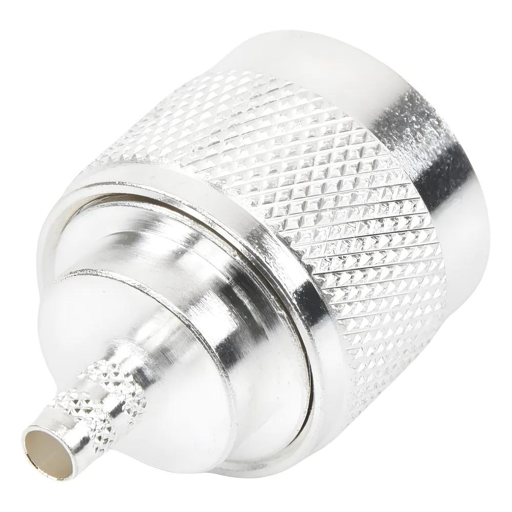 Conector Coaxial N Macho de Anillo Plegable para Cable RG-142/U, Plata/ Oro/ Teflón. – vista 3
