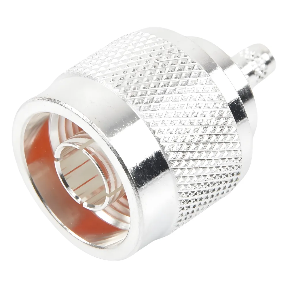 Conector Coaxial N Macho de Anillo Plegable para Cable RG-142/U, Plata/ Oro/ Teflón. – vista 5