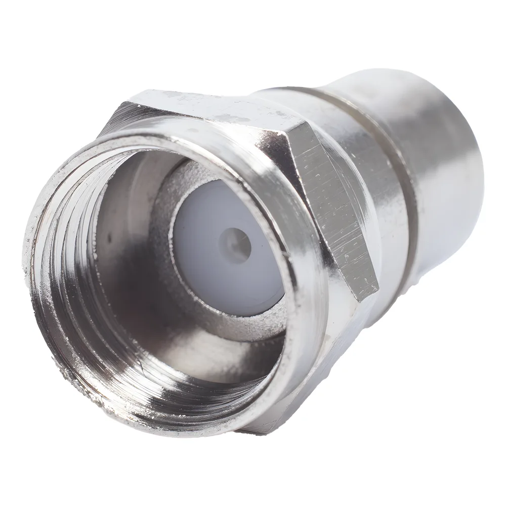 Conector F Macho, Plegable con PIN para Cable RG-6, Cuerpo de Bronce Niquelado.