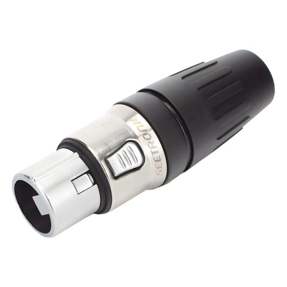 Conector hembra XLR de 3 núcleos con carcasa de acero inoxidable y contactos chapados en oro – vista 8