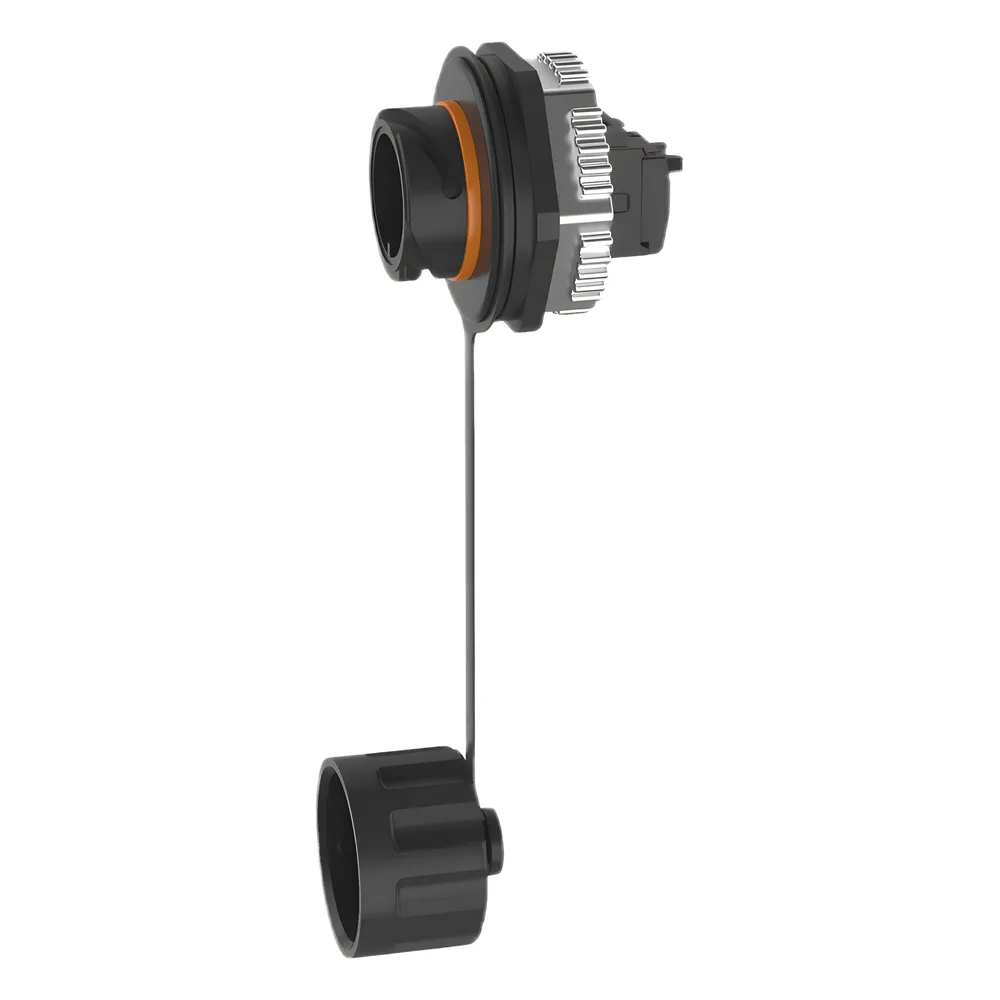Conector Jack RJ45 de Uso Industrial Estilo TG, Categoría 6A, Con Tapa Protectora, Protección IP67