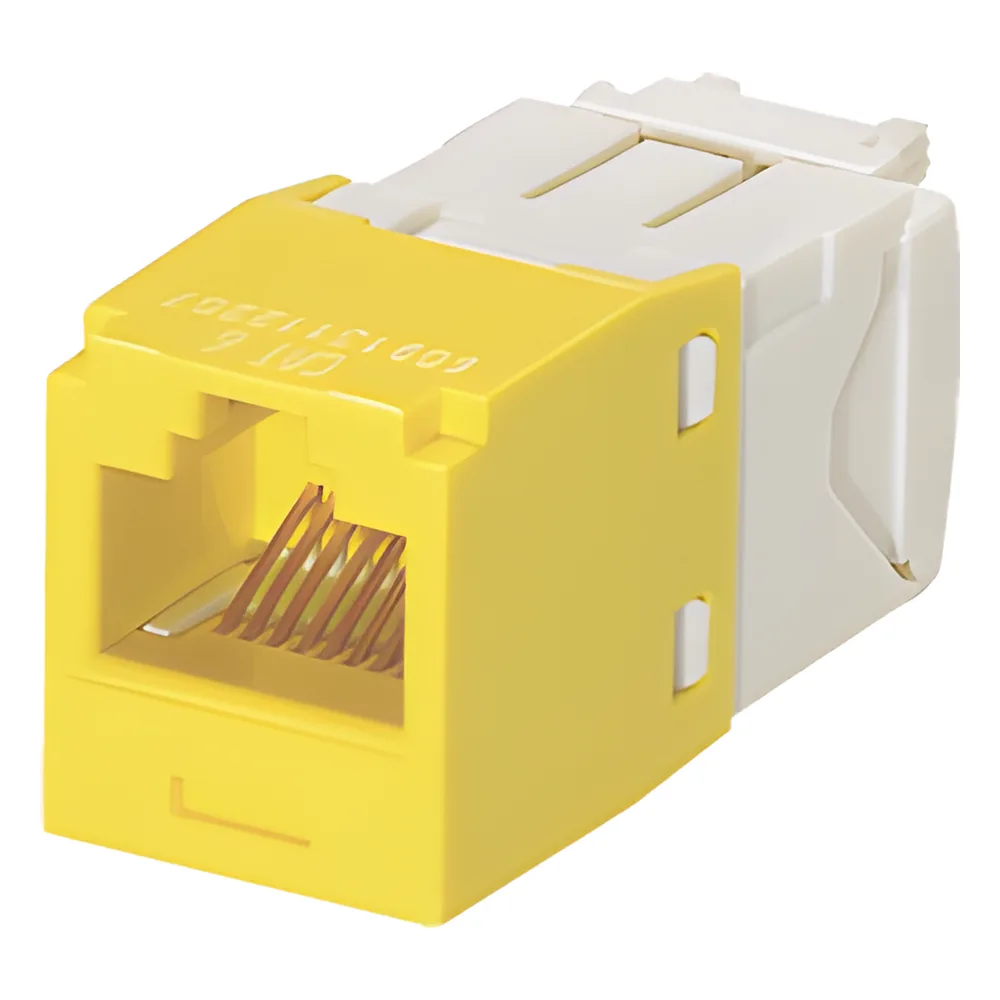 Conector Jack RJ45 Estilo TG, Mini-Com, Categoría 6, de 8 Posiciones y 8 Cables, Color Amarillo