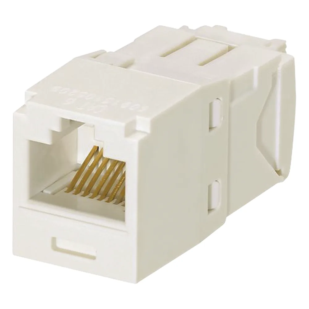 Conector Jack RJ45 Estilo TG, Mini-Com, Categoría 6, de 8 Posiciones y 8 Cables, Color Blanco Mate