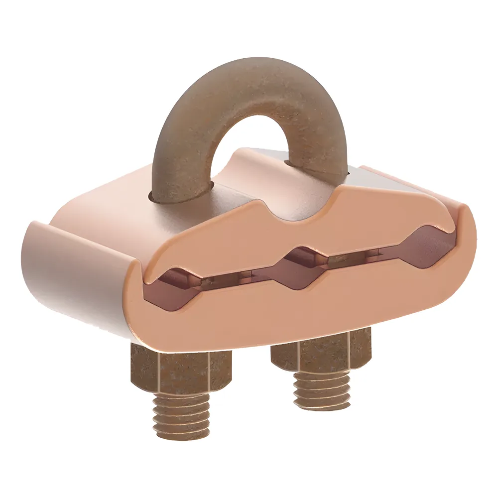 Conector Mecánico para 3 Cables para Calibre 2/0 AWG - 250 KCMIL a Tubería de 3/8"  o  Varilla 5/8" - 3/4".