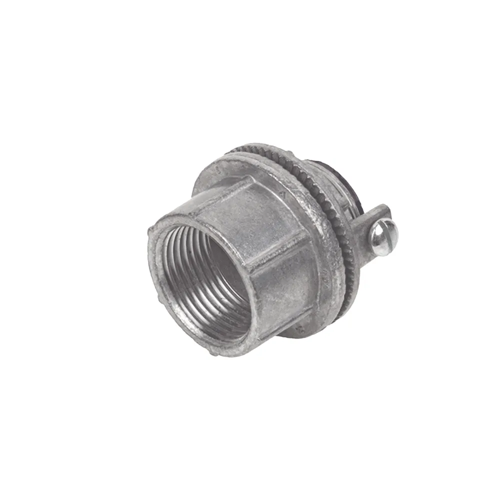 Conector Myers de Zinc  1 1/4"  con Tornillo para Puesta a Tierra.