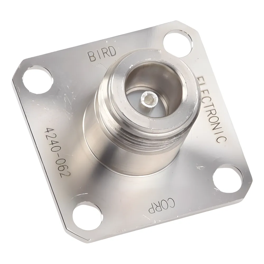 Conector N Hembra de Cambio Rápido / Wattmetro BIRD 43, 4304, 4 perforaciones a 18 mm, Níquel/ Plata/ Teflón.â€‹ – vista 4