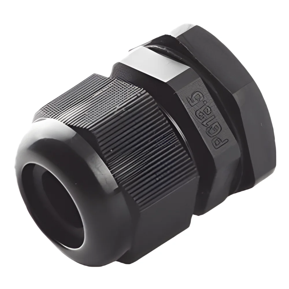 Conector Plástico Negro Tipo Glándula, para Cable de 6 a 12 mm de Diámetro.