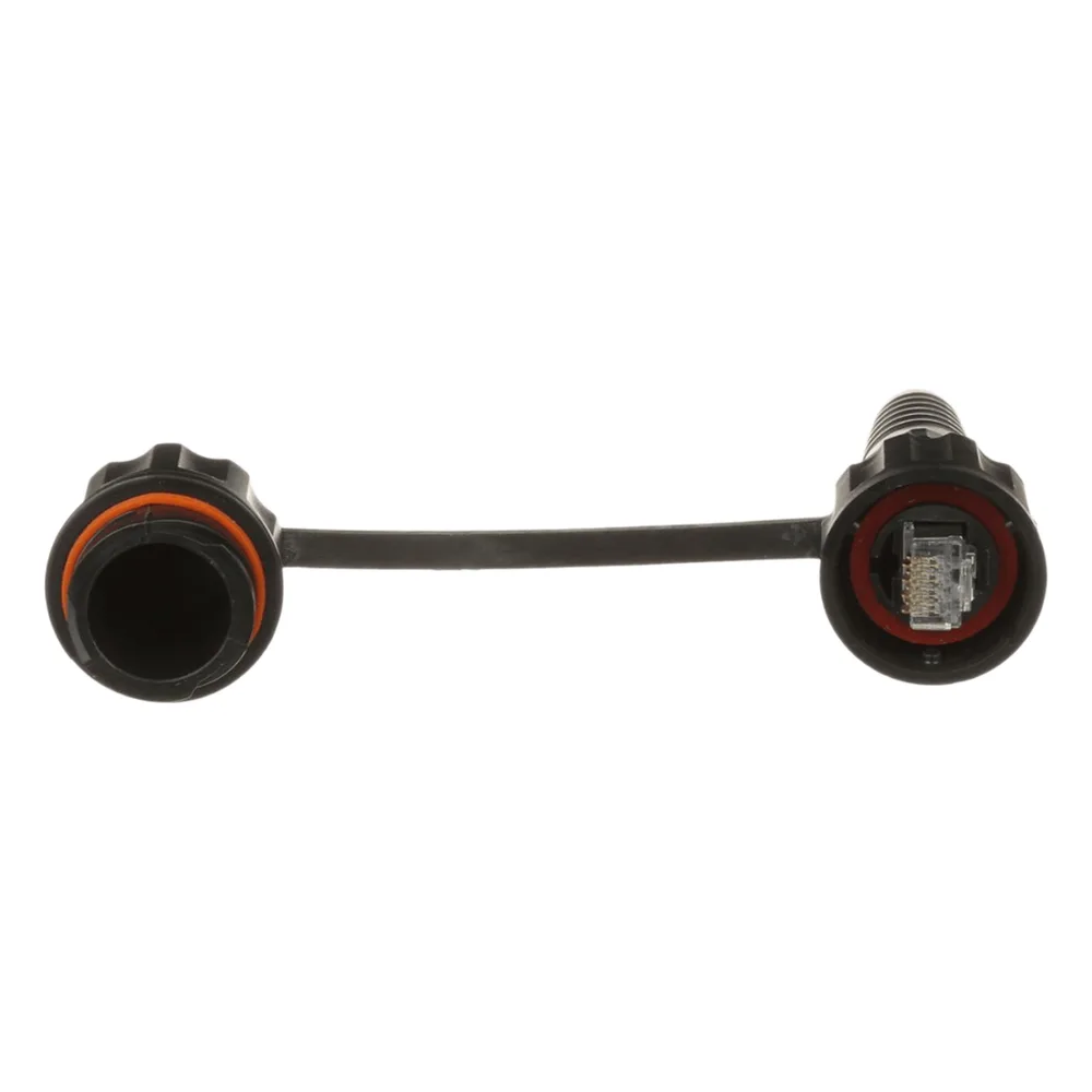 Conector Plug RJ45 de Uso Industrial Blindado, Categoría 5e, 24AWG, con Tapa Protectora, Protección IP67