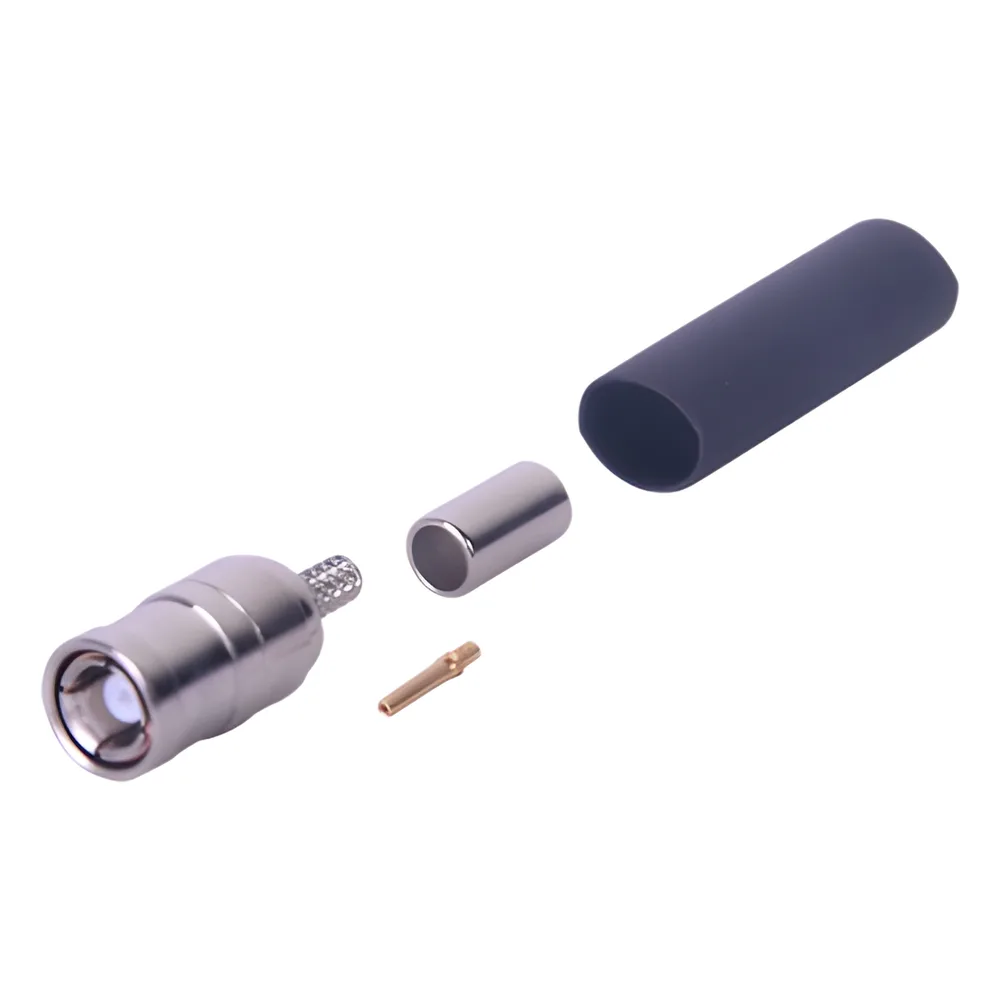 Conector SMB Macho de Anillo Plegable (PIN Hembra) para Cables RG-174/U, 8216, Niquel/Oro/Teflón.