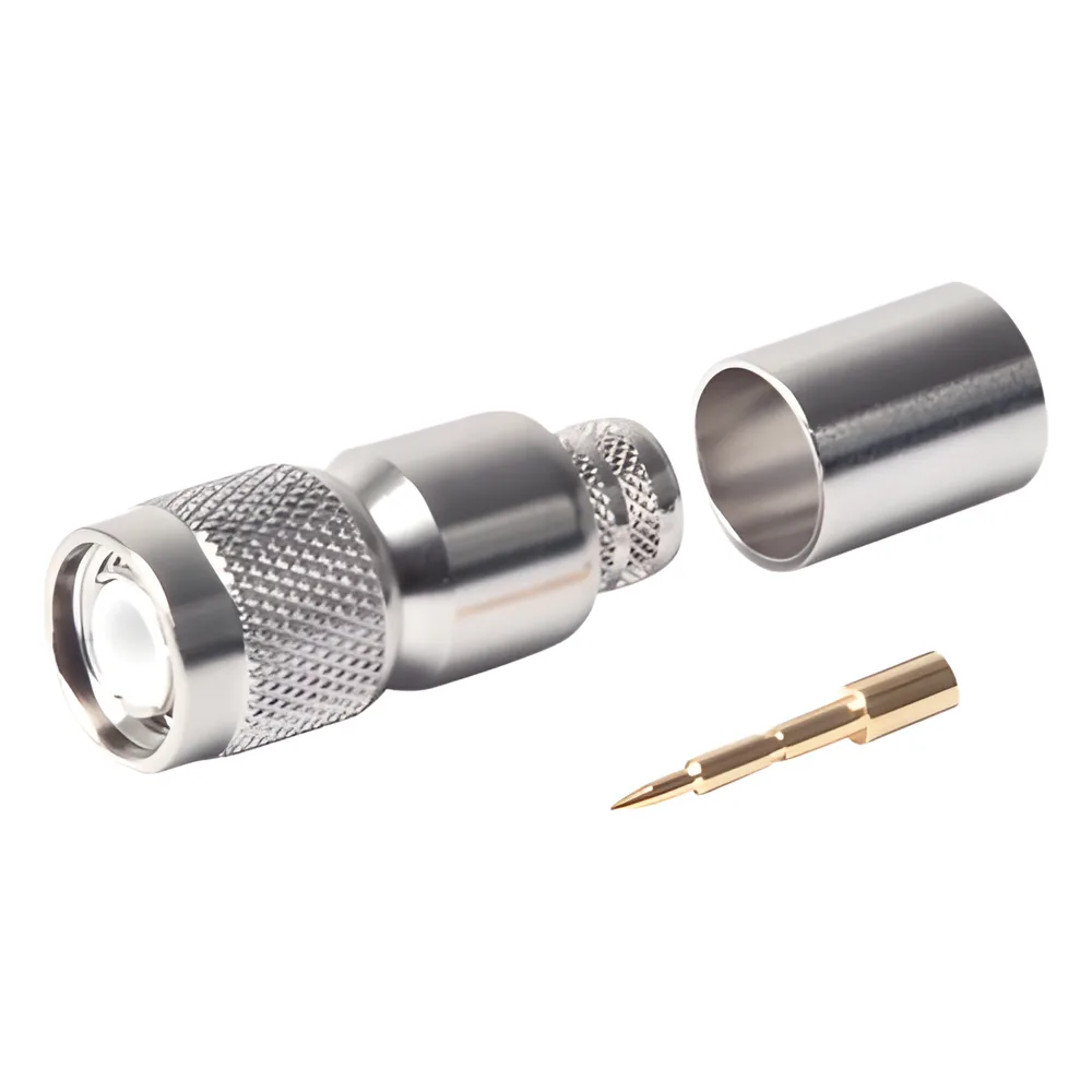 Conector TNC Macho de Anillo Plegable para LMR-400, 9913, 8214, CNT-400, RFLASH-1113, RG8/U-SYS, Niquel/Oro/Teflón.