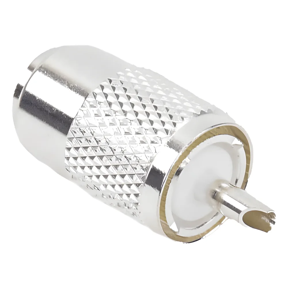 Conector UHF Macho (PL-259) para Cables RG-8/U, RG-8U-SYS, 8237, 8267, 8268, 9913, CTN-400, 7810, 8214, 7810A, RFLASH-1113, LMR-400, Plata )/ Plata/ Teflón.