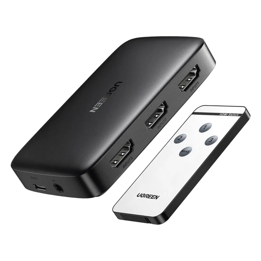 Conmutador HDMI (Switch) 4K@30Hz | 3 Entradas a 1 Salida | 3D | Transmisión Estable | Incluye Control Remoto | Receptor de Infrarrojos | Indicador LED | Chip Inteligente | Incluye Cable Micro USB para Alimentación.