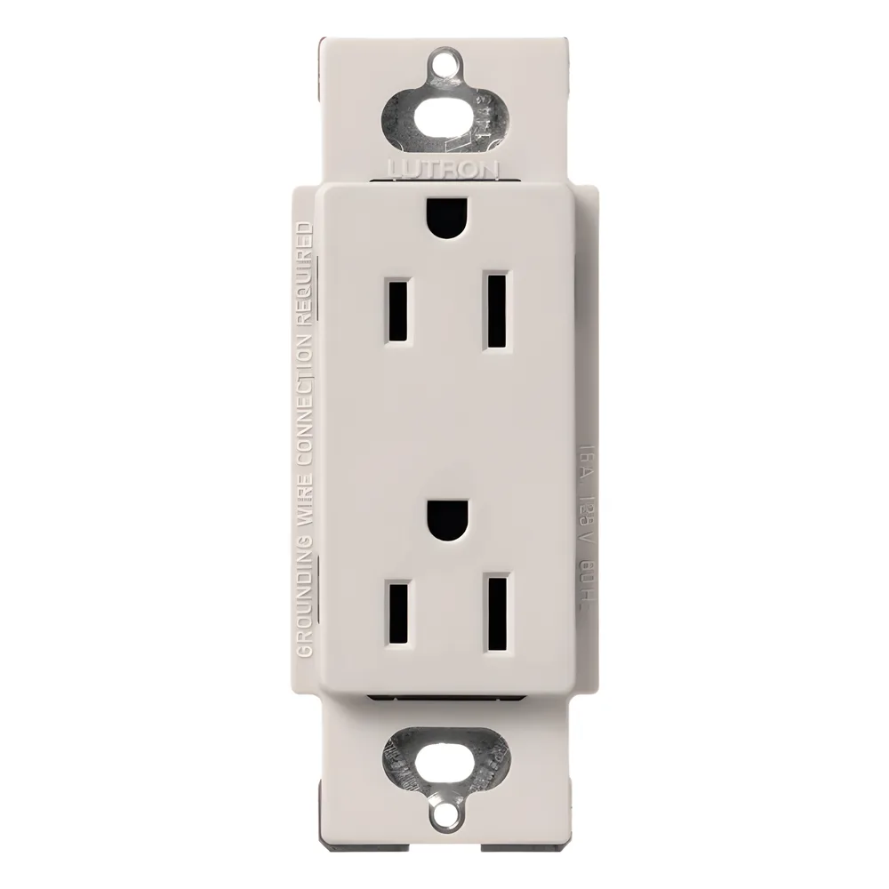 Contacto dúplex Claro de 15 A y 125 V, acabado biscuit, para combinar con atenuadores y apagadores Lutron