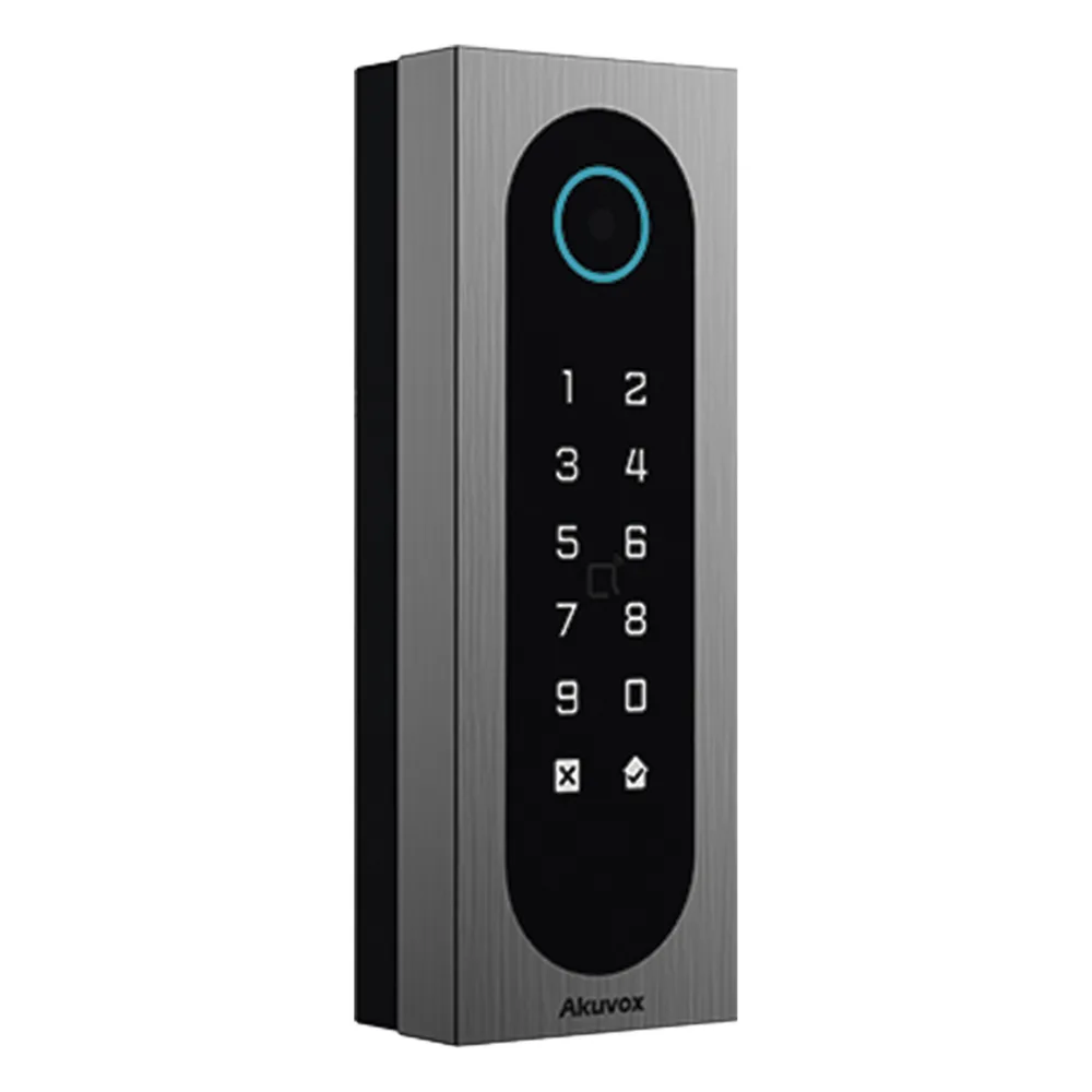 Control de Acceso Slim Akuvox A08S / Aluminio y Vidrio Templado / IP65 & IK09 / Capacidad para 20,000 Tarjetas / Métodos de Acceso Multi (QR, Bluetooth, PIN, RFID) / Soporta Wiegand / 1 Salida de Relay – vista 2