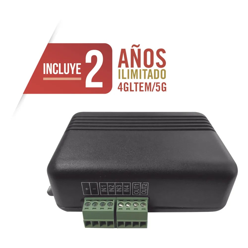 Controlador 4GLTEM / 4 ENTRADAS Y 2 SALIDAS / 2 AÑOS ILIMITADOS INCLUIDOS / Activacion Remota /Notificacion PUSH e EMAIL / APP SIN COSTO / Soporte para Reporte a Central de Alarma