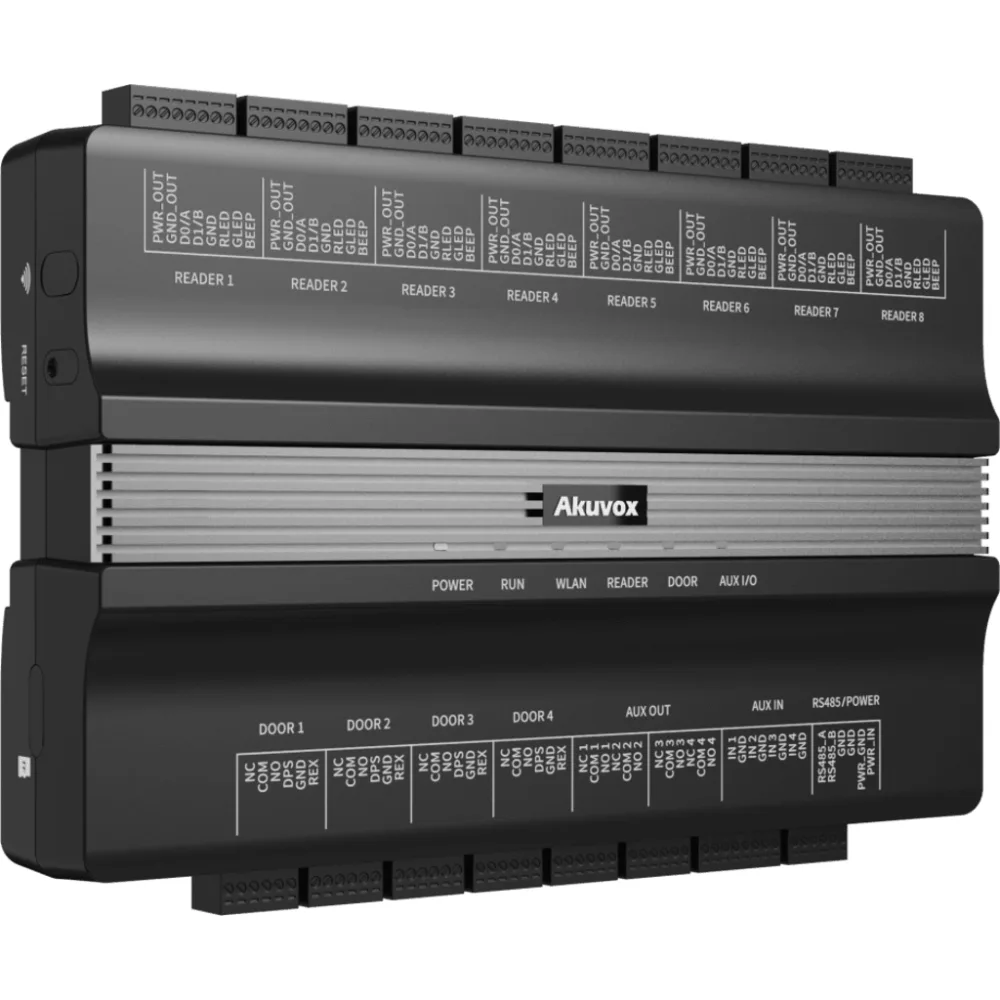 Controlador de Acceso 4 Puertas / Linux / 100,000 Usuarios y 500,000 Tarjetas / 200,000 Registros / RS485 Wiegand OSDP / TCP-IP / PoE IEEE802.3at / WiFi 2.4GHz y 5GHz / LTE Opcional / 8 Relés / 8 Puertos Wiegand-RS485 / 12 Entradas / 8 Salidas / Mo – vista 2