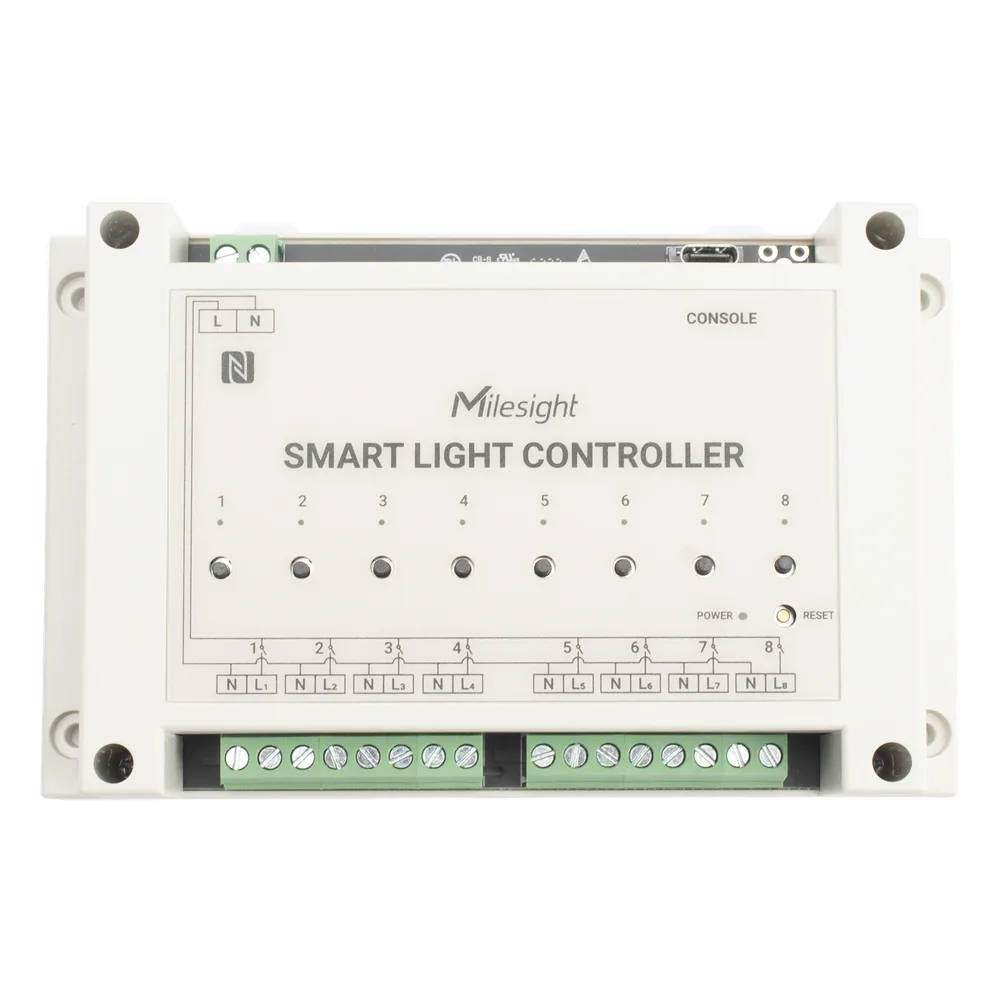 Controlador Inteligente de Iluminación LoRaWAN / 8 Circuitos / Medición de Energía / D2D Sin Gateway / Programación Automática