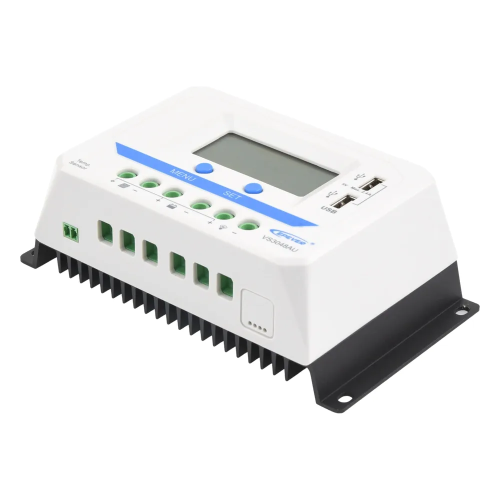 Controlador Solar PWM / 30A / 12/24V/36/48V / Doble USB / Pantalla LCD / Tierra Positivo Común – vista 2