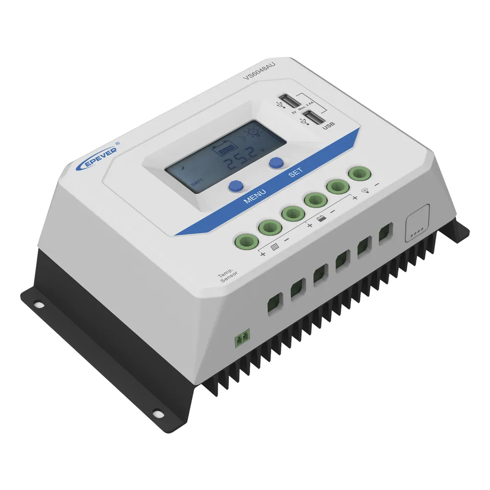 Controlador Solar PWM / 60A / 12/24V/36/48V / Doble USB / Pantalla LCD / Tierra Positivo Común – vista 2