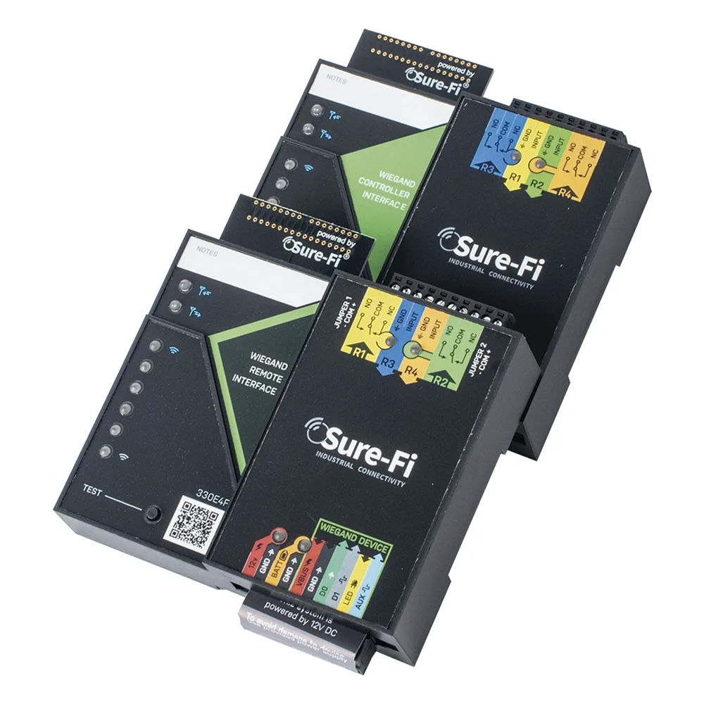 Convertidor de lectora para control de acceso (cableado a inalámbrico) / 1 Wiegand / 2 Relevadores / 2 Entradas / Atraviesa hasta 1.6 KM En Construcción o Material