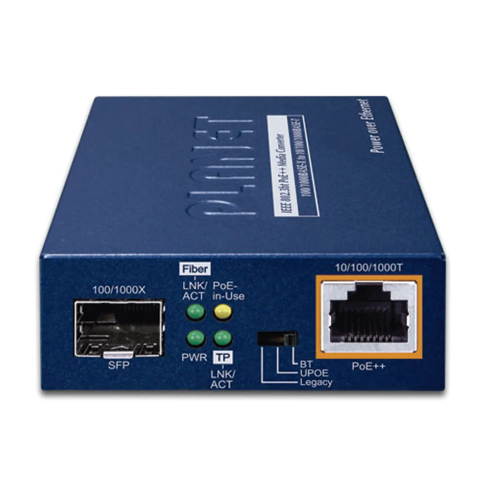 Convertidor de Medios PoE, 1 Puerto RJ45 Gigabit con Salida PoE 802.3af/at/bt (Hasta 60 W)/ 1 Puerto SFP 100/1000BASE-X – vista 2