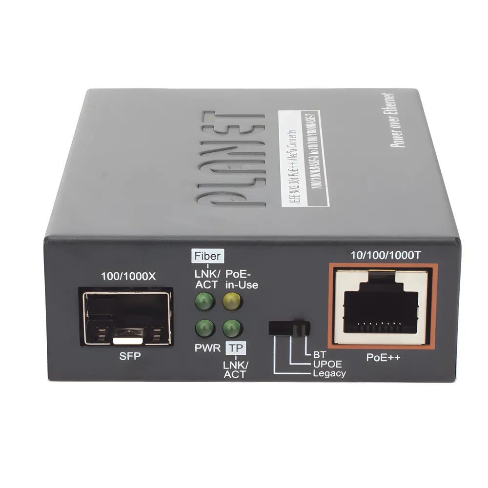 Convertidor de Medios PoE, 1 Puerto RJ45 Gigabit con Salida PoE 802.3af/at/bt (Hasta 60 W)/ 1 Puerto SFP 100/1000BASE-X – vista 5
