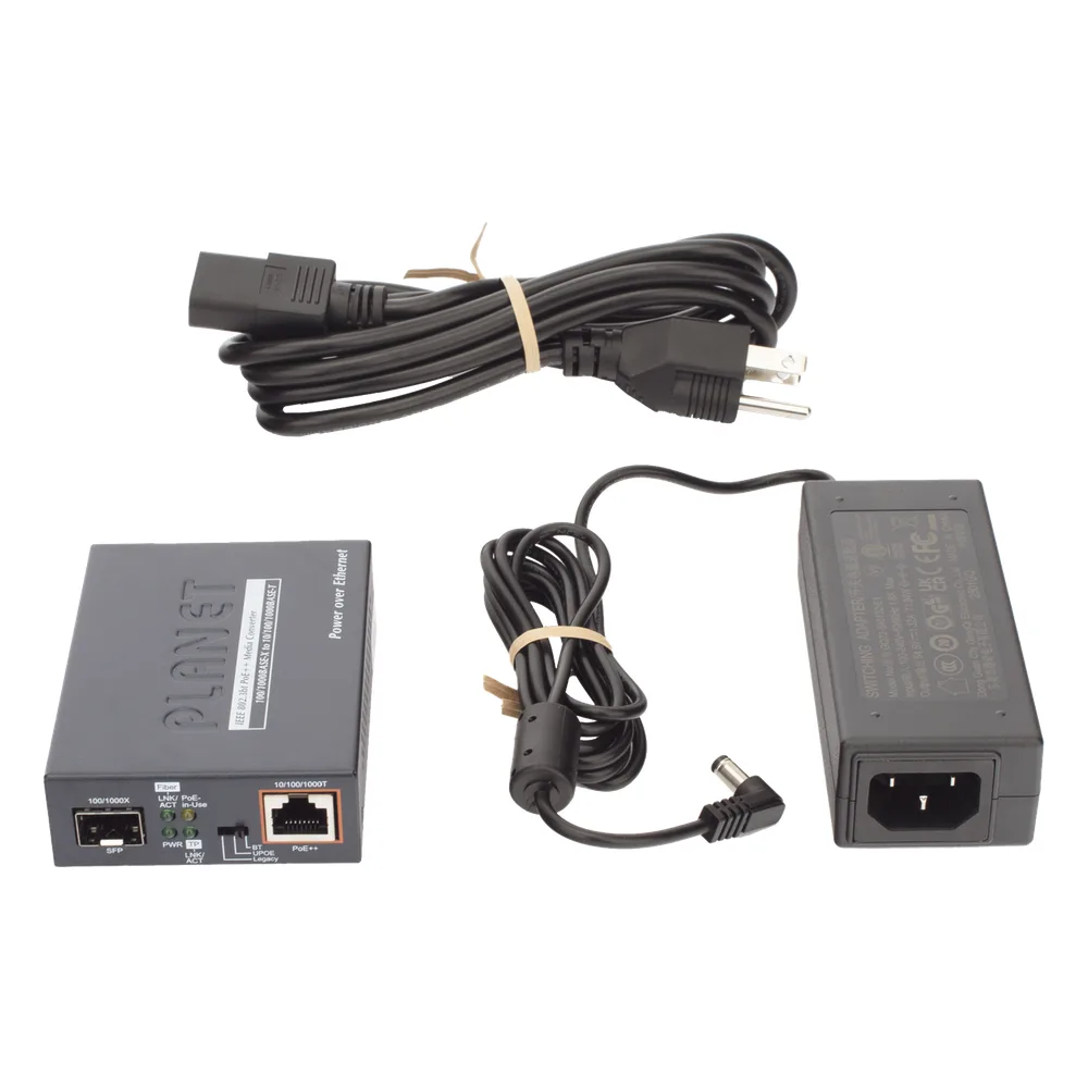 Convertidor de Medios PoE, 1 Puerto RJ45 Gigabit con Salida PoE 802.3af/at/bt (Hasta 60 W)/ 1 Puerto SFP 100/1000BASE-X – vista 8