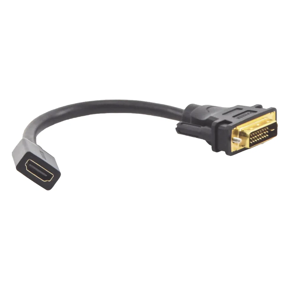 Convertidor DVI Macho a HDMI Hembra | Bidireccional | DVI 24+1 | 1080P@60Hz | Cable de 22 cm (8.66 Pulgadas) | Negro – vista 2