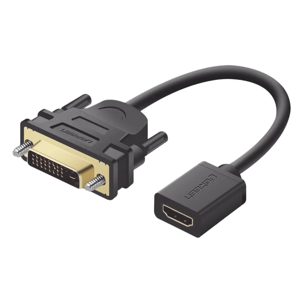 Convertidor DVI Macho a HDMI Hembra | Bidireccional | DVI 24+1 | 1080P@60Hz | Cable de 22 cm (8.66 Pulgadas) | Negro