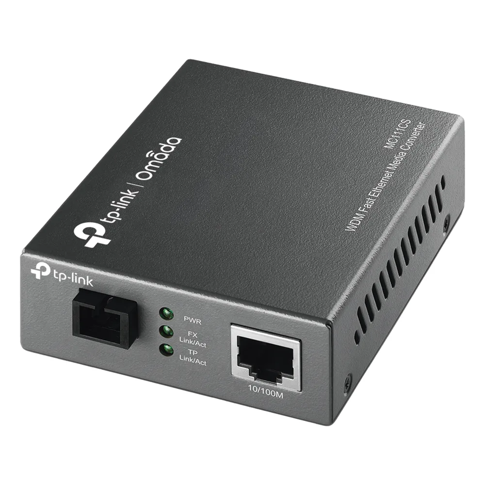Convertidor Fibra Óptica WDM Monomodo / 1 puerto RJ45 10/100 Mbps / 1 puerto SC/UPC 100 Mbps / Hasta 20 Km / Para su Funcionamiento Requiere el Modelo MC112CS / Plug and Play