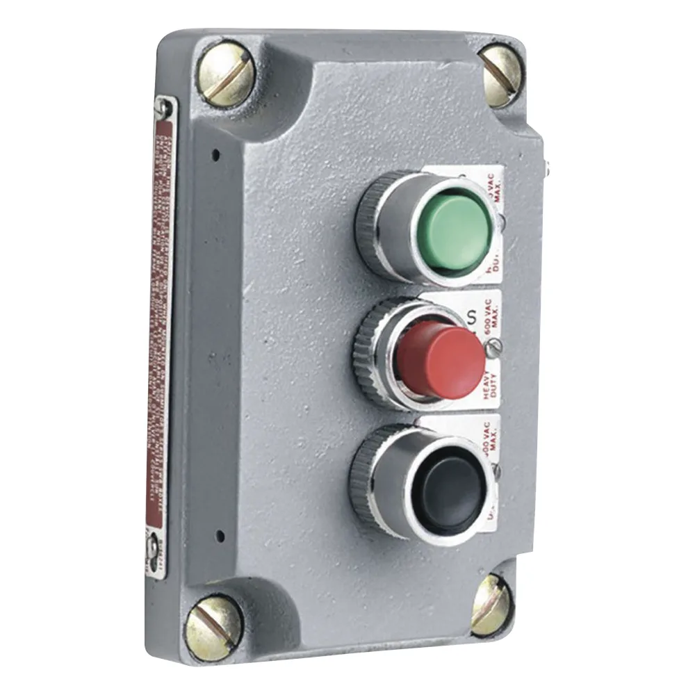 Cubierta para Estación de Control con Tres Botones Pulsadores Rojo-Verde-Negro. / Uso en Áreas Clasificadas.