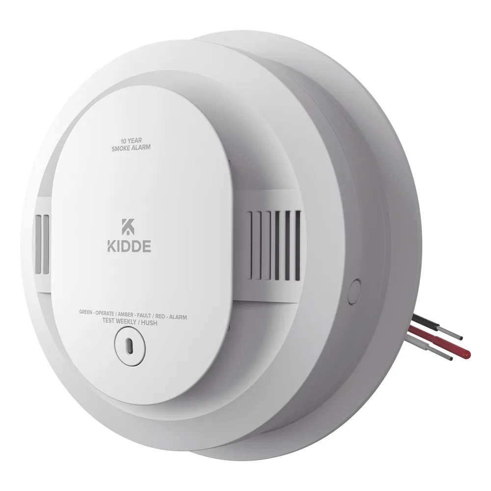 Detector de humo fotoeléctrico alámbrico 120 V CA con batería sellada de 10 años, interconexión hasta 24 dispositivos, paquete de 6
