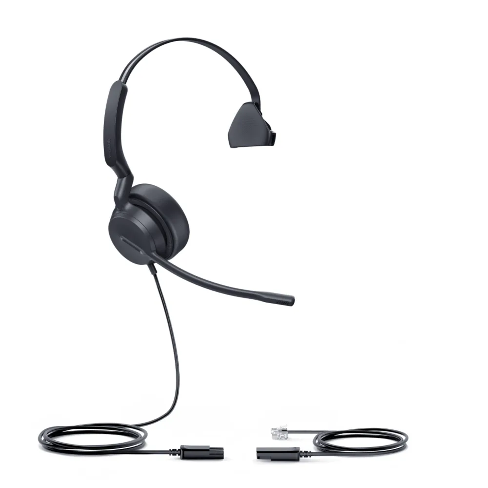 Diadema Analógica Alámbrica YHS36 E2 Mono de Yealink Over-the-Head con Micrófono Antiruido Conexión QD a RJ9 y Protección Auditiva ActiveProtection