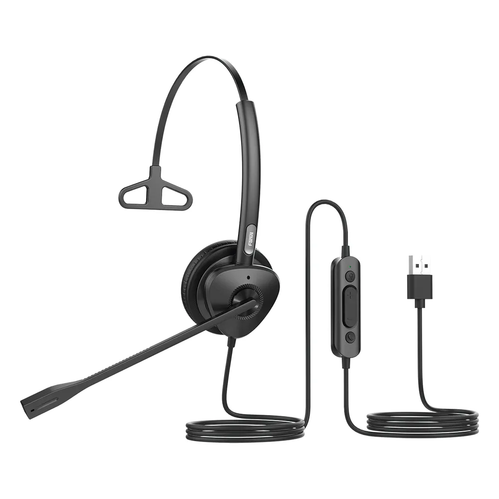 Diadema monoaural con tecnología antishock para teléfonos IP FANVIL con interfaz USB con micrófono de cancelación de ruido, larga durabilidad