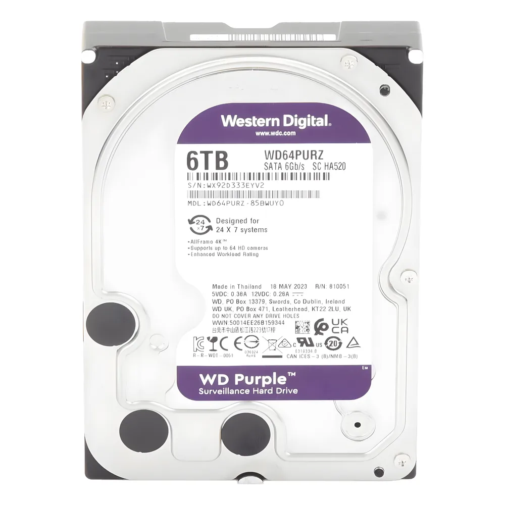 Disco Duro PURPLE de 6TB / 3 AÑOS DE GARANTÍA / Para Videovigilancia