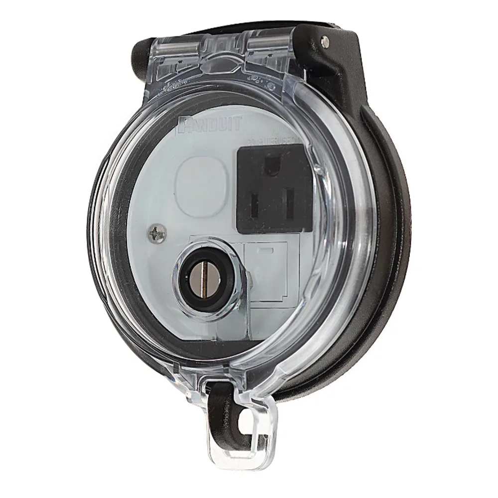 Dispositivo Circular de Puertos de Acceso a Datos, Con Dos Espacios Para Módulos Mini-Com y Un Receptáculo NEMA 5-15R, Protección IP66, de 3" de Diámetro – vista 5