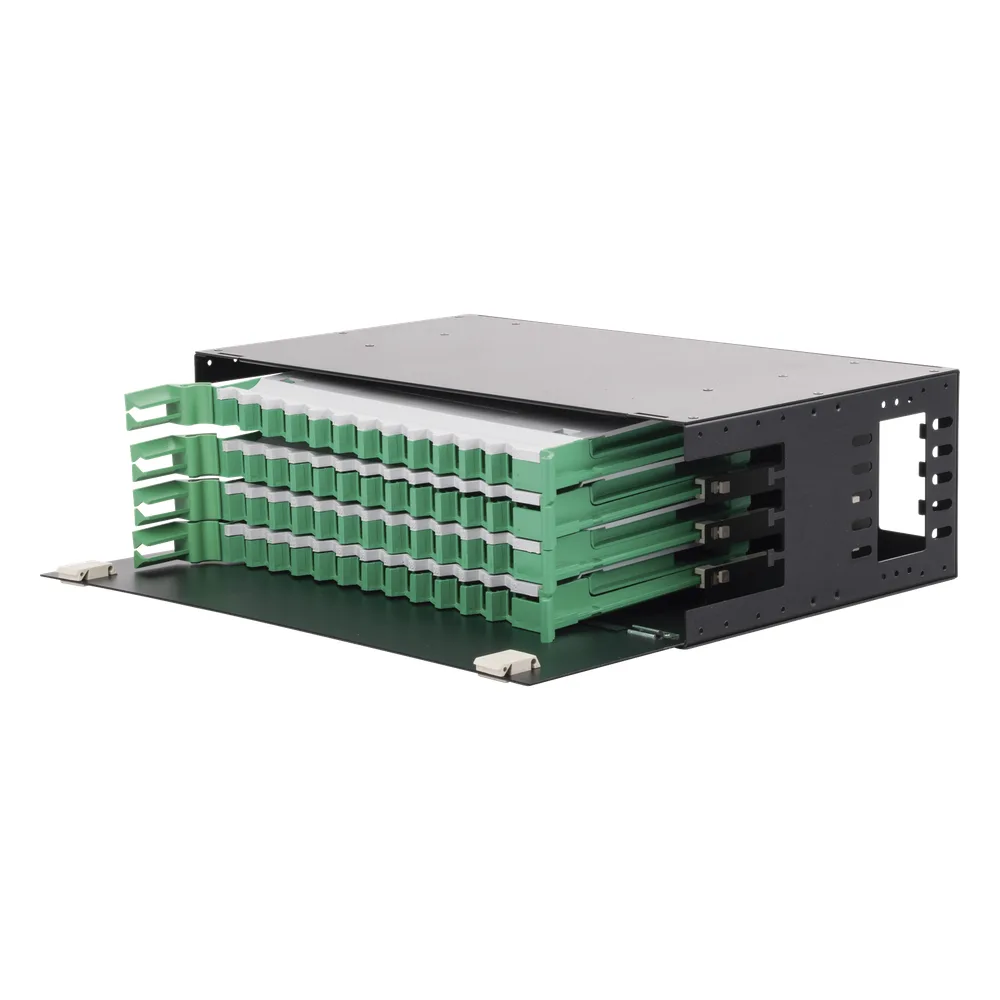 Distribuidor de Fibra Óptica con Bandejas Deslizables, Vacío, 19 Pulgadas (48.26 cm), Acepta 48 Adaptadores LC Duplex o LC Simplex o 48 SC Simplex, 3U – vista 2