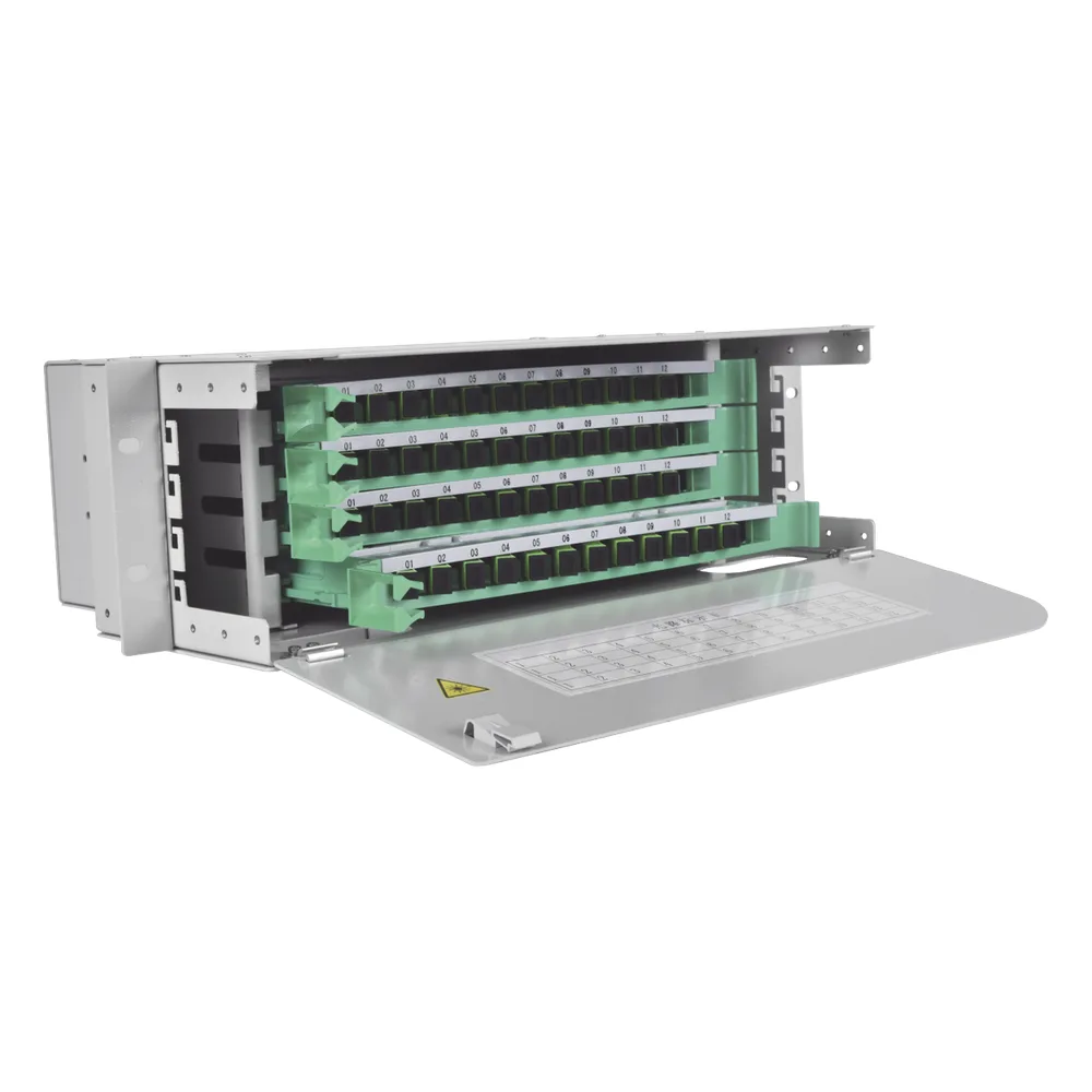 Distribuidor de Fibra Óptica para 48 Empalmes, con 48 Acopladores SC/APC y 48 Pigtails, 19, 3 UR