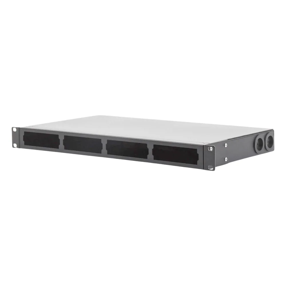 Distribuidor de Fibra Óptica Vacío 19 Pulgadas, Acepta 4 Placas Acopladoras de Linkedpro, Hasta 24 Fibras, 1UR, Incluye Charola de Empalme – vista 4