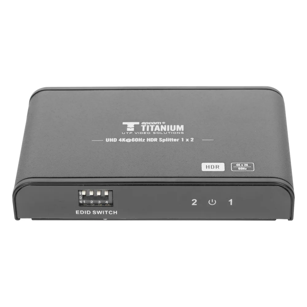Divisor (Splitter) HDMI 4K de 1 Entrada a 2 Salidas (Simultaneas) / Soporta 4K×2K / Ajuste de resoluciones EDID / HDR / HDMI 2.0 /  HDCP 2.2  / Soporta formatos de Audio Dolby Digital / Longitud del cable de entrada y salida ≤10m.