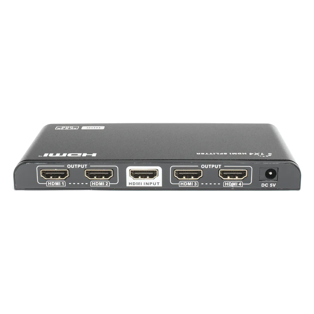 Divisor (Splitter) HDMI 4K de 1 Entrada a 4 Salidas (Simultaneas) / Soporta 4K×2K  / Ajuste de resoluciones EDID / HDR / HDMI 2.0 /  HDCP 2.2  / Permite mezclar pantallas en 4K y 1080P – vista 4