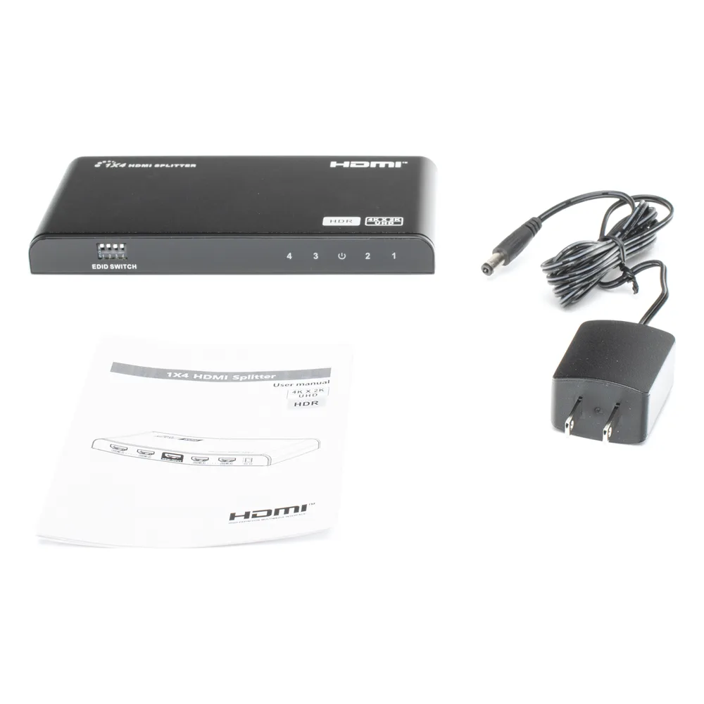 Divisor (Splitter) HDMI 4K de 1 Entrada a 4 Salidas (Simultaneas) / Soporta 4K×2K  / Ajuste de resoluciones EDID / HDR / HDMI 2.0 /  HDCP 2.2  / Permite mezclar pantallas en 4K y 1080P – vista 6